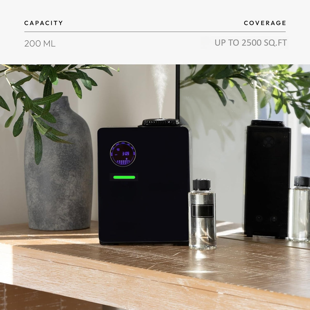 Waterless Scent Diffuser by GOANDO with App Control, Programmable Timer and Heatless Cold Air Fan System for Home and Office Fragrance, Refills Not Included