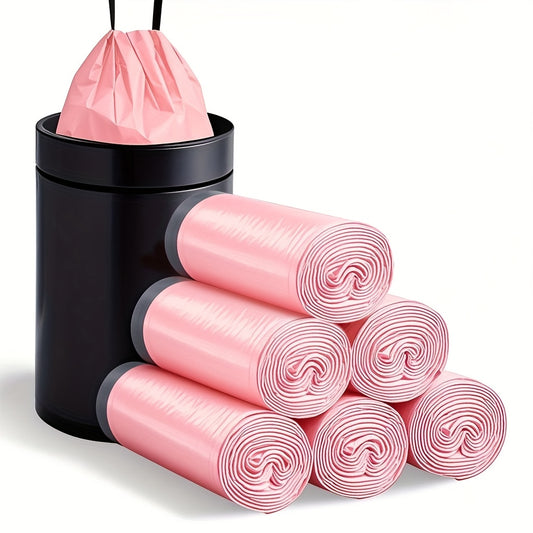 4 Gallon Drawstring Trash Bags, 96-Count Small Plastic Garbage Can Liners in White, Pink, Purple or Red for Bathroom, Bedroom and Office Wastebaskets