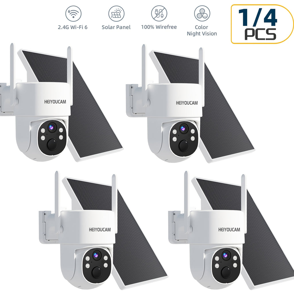 1080P Solar Outdoor Security Camera with 360-Degree View, Color Night Vision, Human Tracking, Siren, Spotlights and Two-Way Talk, White Camera Options