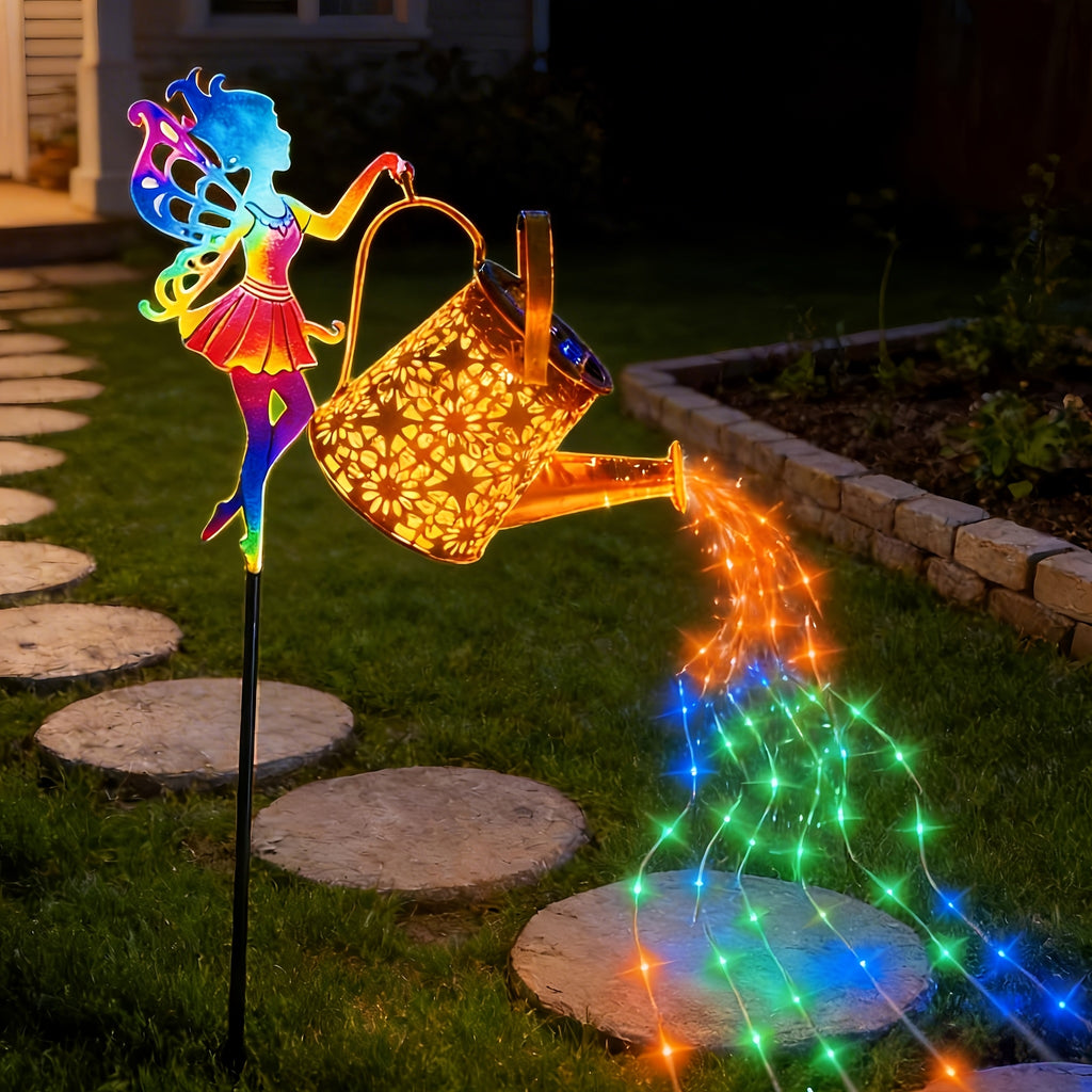 Solar Watering Can Garden Light, Metal Hanging Lamp with Fairy-Light Decoration for Patio, Lawn and Courtyard Displays, Warm Lamp or Lanterns Options