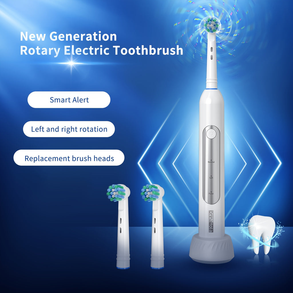 Rotating Electric Toothbrush with 8 Replacement Heads, Wireless Induction Charging, 3 Cleaning Modes, IPX7 Waterproof, Round-Head Oscillating Brush for Oral Care, Gift for Family & Parents