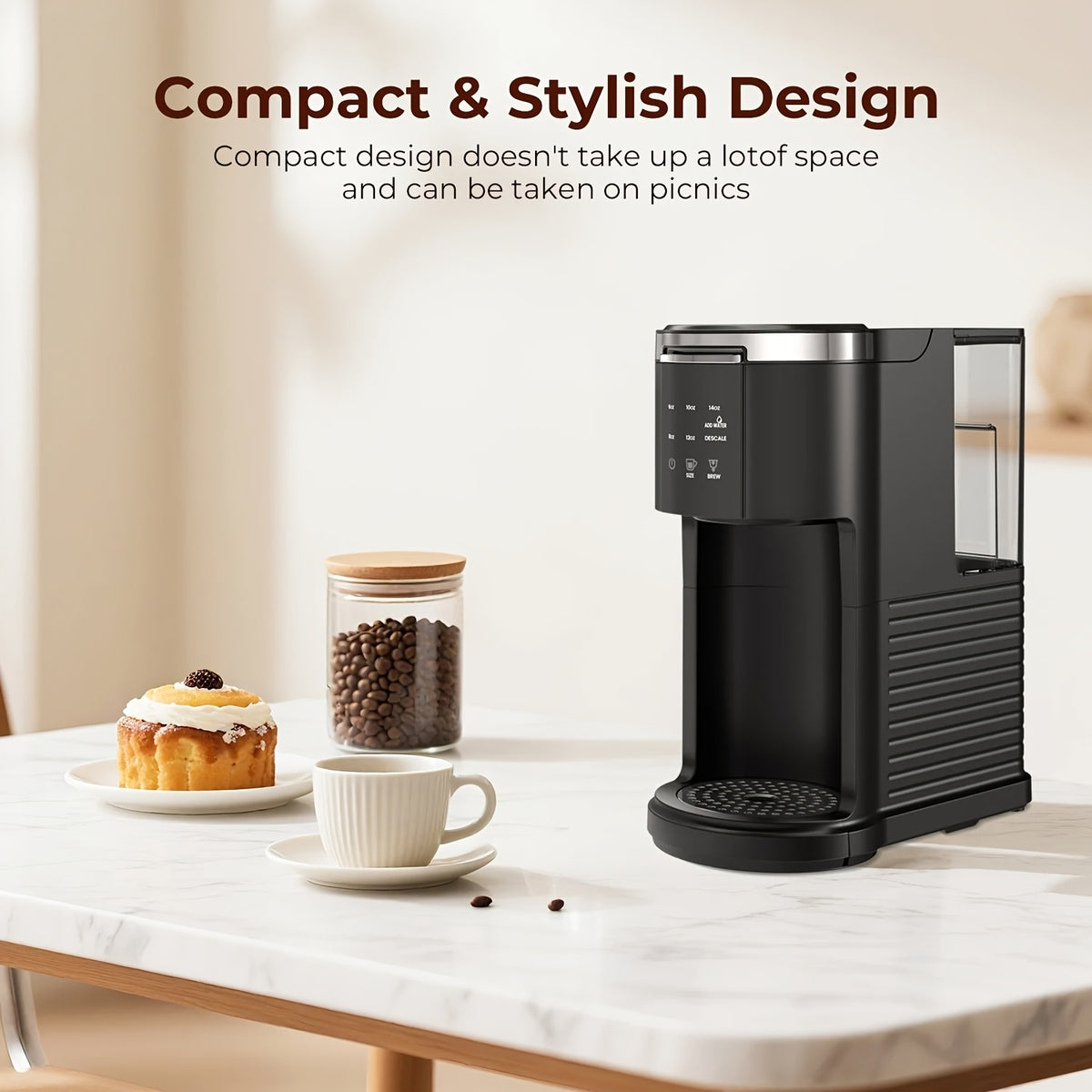 K-Cup Compatible Coffee Maker with Programmable Brewing, Black 2-in-1 Pod and Ground Coffee Brewer with Washable Filter, Keep-Warm and Self-Cleaning