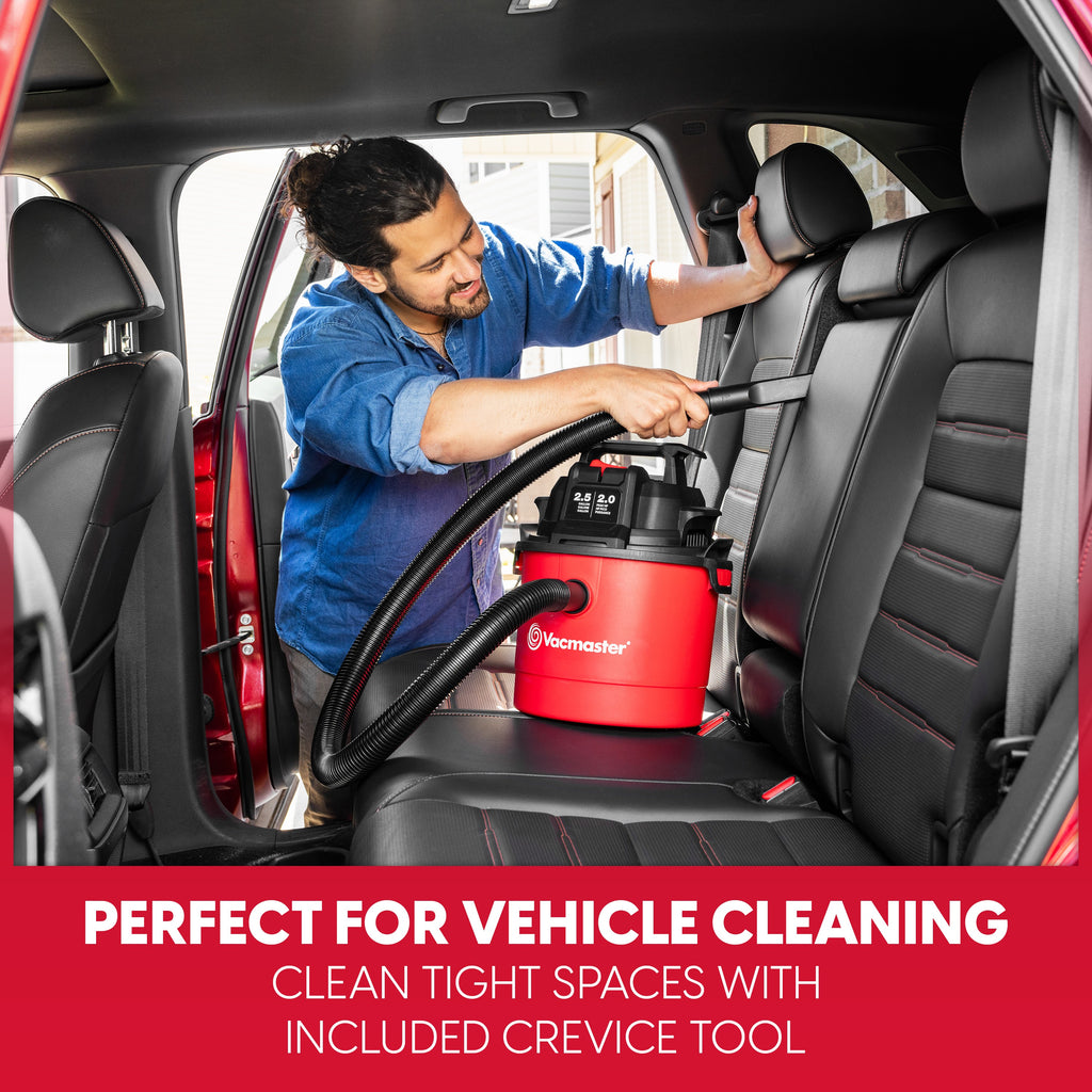 Vacmaster Wet Dry Vacuum Cleaner, 2.5 Gallon Portable Shop Vacuum with Listed 2 Peak HP, Blower Function, Wall-Mount Design and On-Board Storage for Home Cleanup