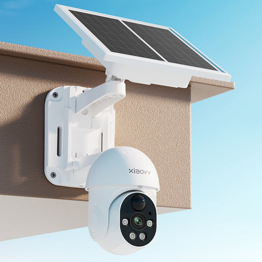 XIAOVV P6 4G Solar Security Camera for US Networks Only, No WiFi, 1080P Pan-Tilt Monitoring with PIR Detection, Color Night Vision and Two-Way Audio
