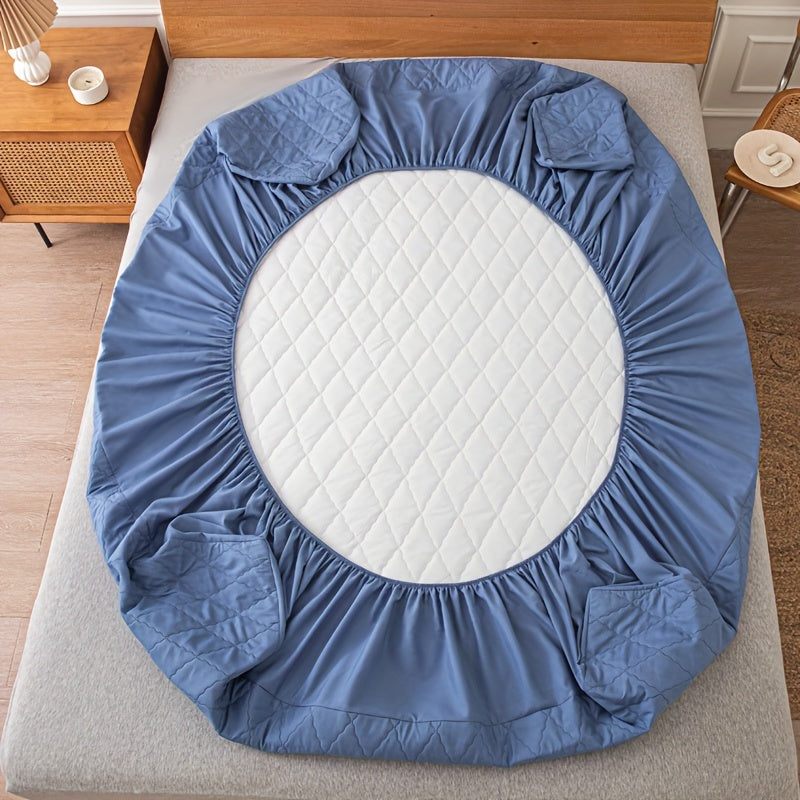 Rhomboid Pattern Mattress Protector, Single Thickened Fitted Bed Cover with Eleven Size Labels and Eight Color Options for Bedroom and Guest Room Bedding