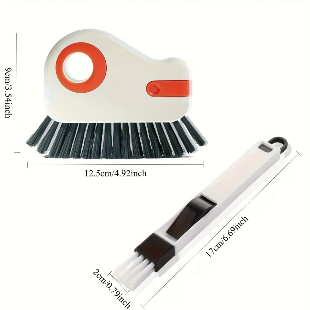 Window Track Cleaning Brush Set with Large and Small Brushes, 2-Piece Detachable Plastic Scrubbers for Door Tracks, Window Sills and Household Gaps