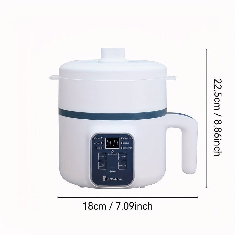Multifunctional Electric Pot in White with Listed 57.48oz Capacity and Six Cooking Modes, Nonstick Single- or Double-Layer Options for Small Household Meals