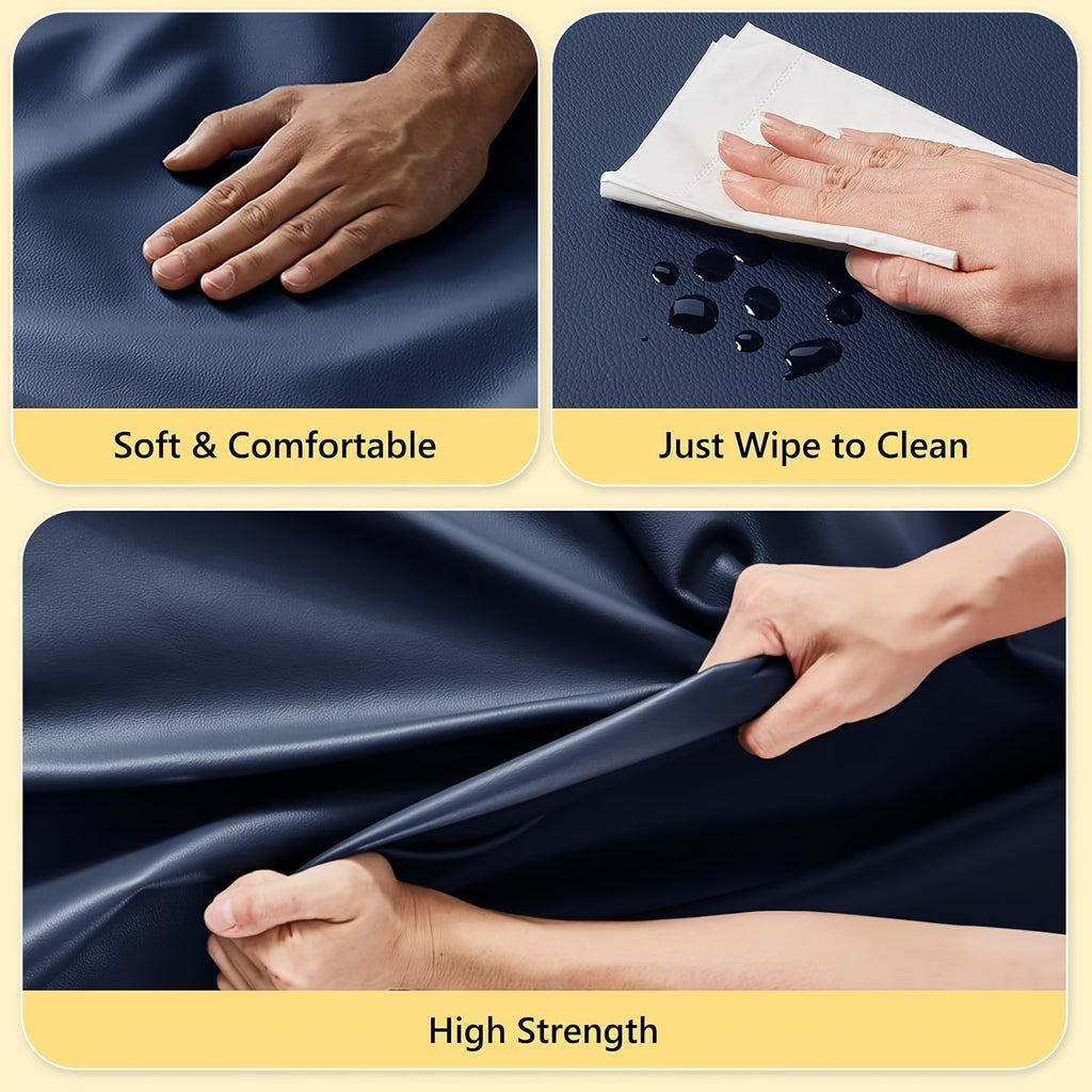 Faux Leather Upholstery Fabric 2 Yards with Backing, Listed 54-Inch Width and 0.7 mm Thickness, Leather-Textured Material in Multiple Colors for DIY Sewing