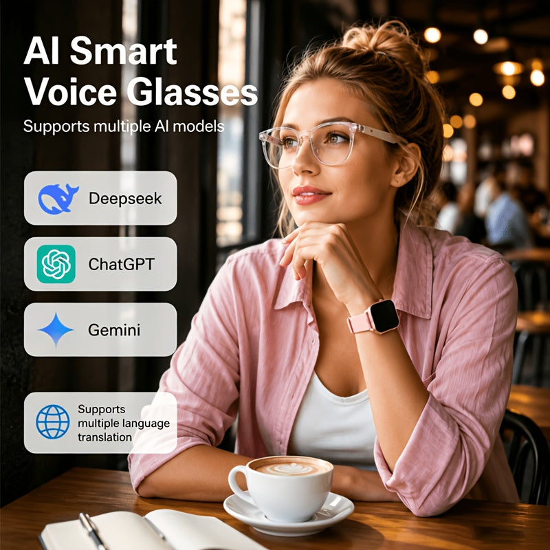 Photochromic Smart Glasses and Smartwatch Combo with Listed Real-Time Translation and Full-Touch Sports Watch, Ordinary or High-End Style Options for Men and Women
