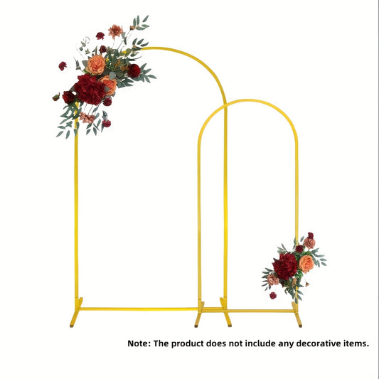 Gold Metal Wedding Arch Set, 7.2ft and 6ft Steel Backdrop Frames with Powder Coating for Balloon Flowers, Birthdays, Eid & Ramadan Decor
