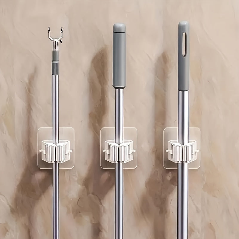 Set of 5 Easy Installation No-Drill Mop And Broom Holders - Durable Adhesive Wall-Mounted Storage Hooks for Organizing Bathrooms And Utility Areas, Utility Hooks