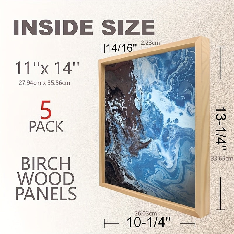 Cradled Wood Painting Panels Cupohus, Unfinished Wooden Art Boards in Five Size Options for Paint Pouring, DIY Crafts and Personalized Artwork Projects