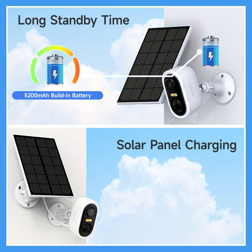 Battery Powered Outdoor Security Camera, 3MP 1296P Video with 2.4GHz WiFi, Human Motion Detection, Color Night Vision and Optional Solar Configurations
