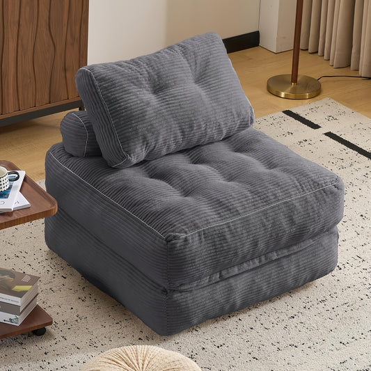 Folding Sofa Bed with Foam Filling and Pillow, Convertible Sleeper Chair and Single-Size Floor Mattress Reference, Six Color Options for Adult Home Lounging