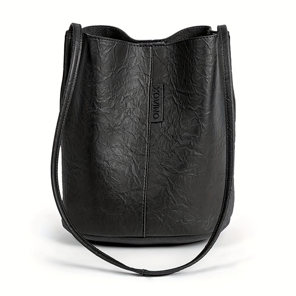 Women's Bucket Shoulder Bag in Brown or Black, Everyday Handbag for Shopping Trips, Casual Dates, Weekend Outings and Vacation Outfit Styling