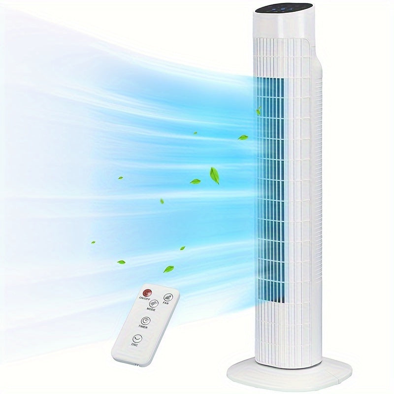 31-Inch Oscillating Tower Fan with Listed Remote Control, Three Speeds and 7.5-Hour Timer, White Option Labels for Bedroom, Living Room and Office Airflow