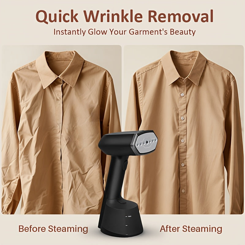 9.13oz Large Tank Clothes Steamer, 30-Second Fast Heat Handheld Garment Wrinkle Remover with Ergonomic Handle and Detachable Base, Compact Portable Steam Iron for Shirts, Dresses and Suits at Home and Travel