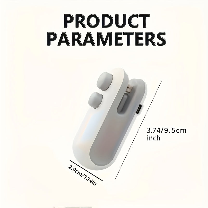 USB Rechargeable Food Bag Sealer with Listed Magnetic Design, White or Blue Handheld Mini Kitchen Tool for Compatible Snack, Chip and Coffee Packaging at Home or on Trips