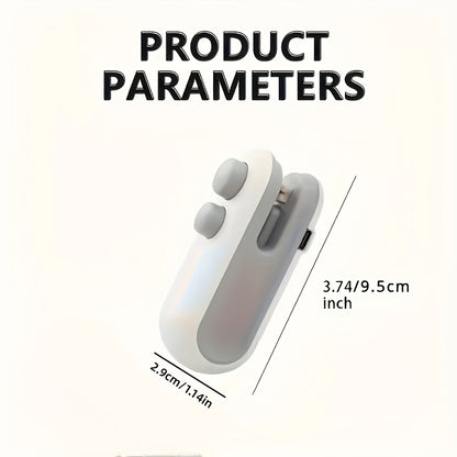 USB Rechargeable Food Bag Sealer with Listed Magnetic Design, White or Blue Handheld Mini Kitchen Tool for Compatible Snack, Chip and Coffee Packaging at Home or on Trips