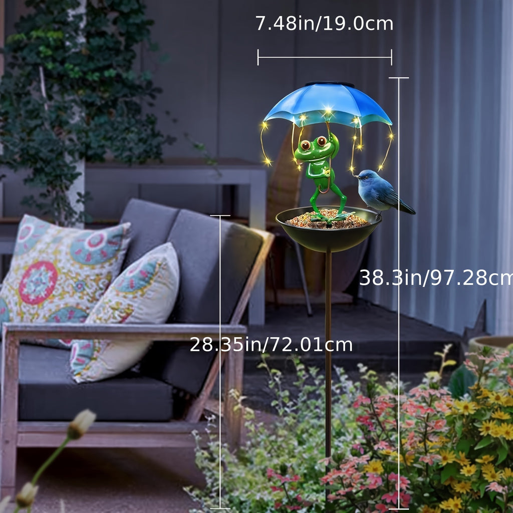 Solar Garden Decoration with Listed LED Light String and Bird Feeder Wording, Single Black Ant Option Label for Outdoor Lawn, Terrace and Pathside Displays