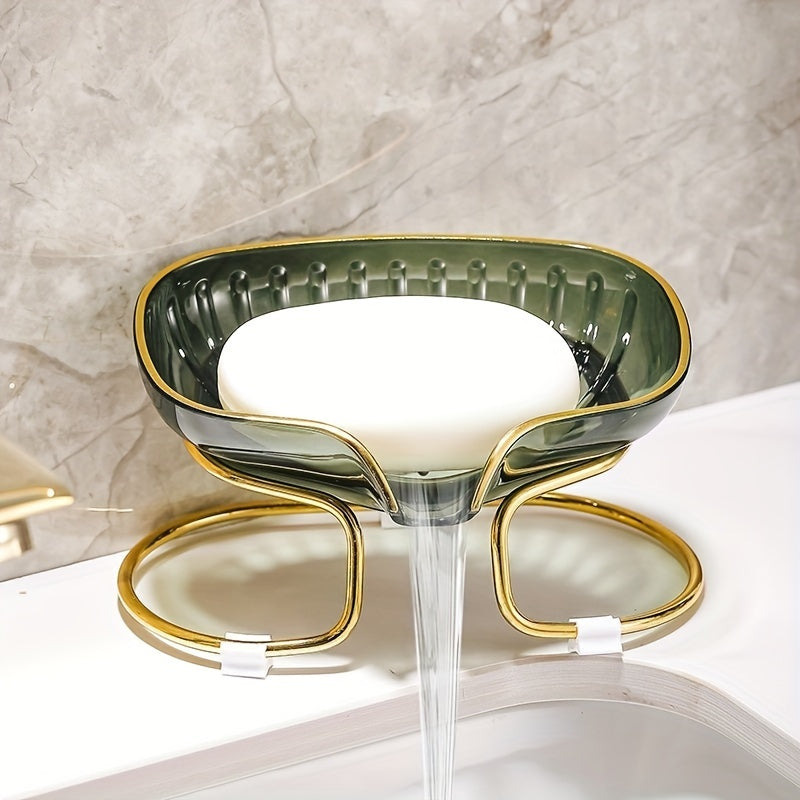 Self-Draining Plastic Soap Dish, Single Bar Soap Holder in Amber, Emerald Green or Clear for Bathroom Wash Areas and Everyday Sink-Side Storage