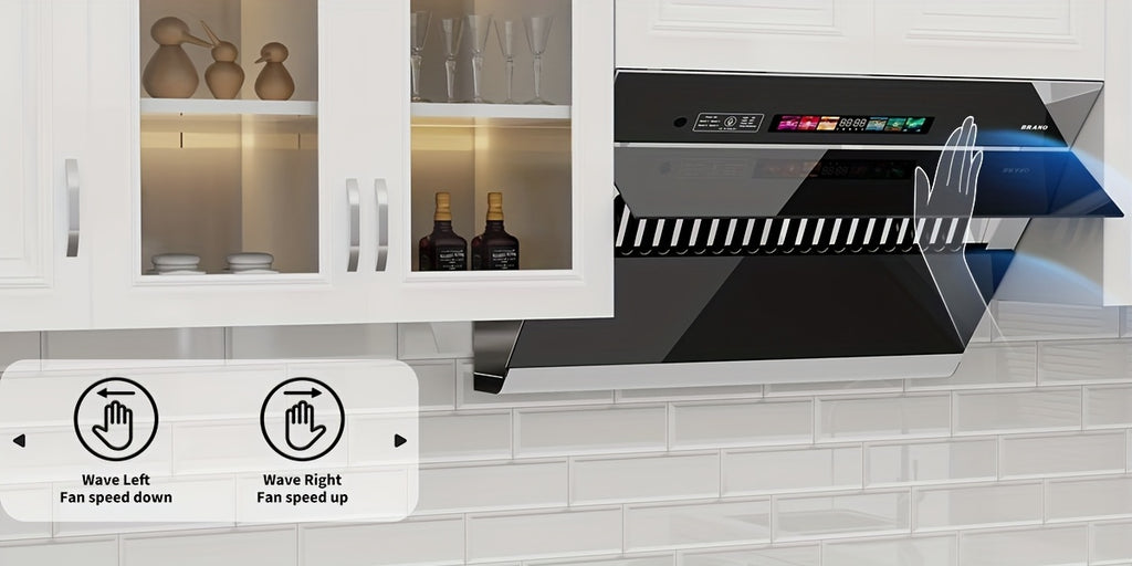 Under-Cabinet Side-Draft Range Hood by BRANO with Voice, Gesture and Touch Controls, Four Fan Speeds and Stainless Steel Filters, 30 or 36 Inch Options