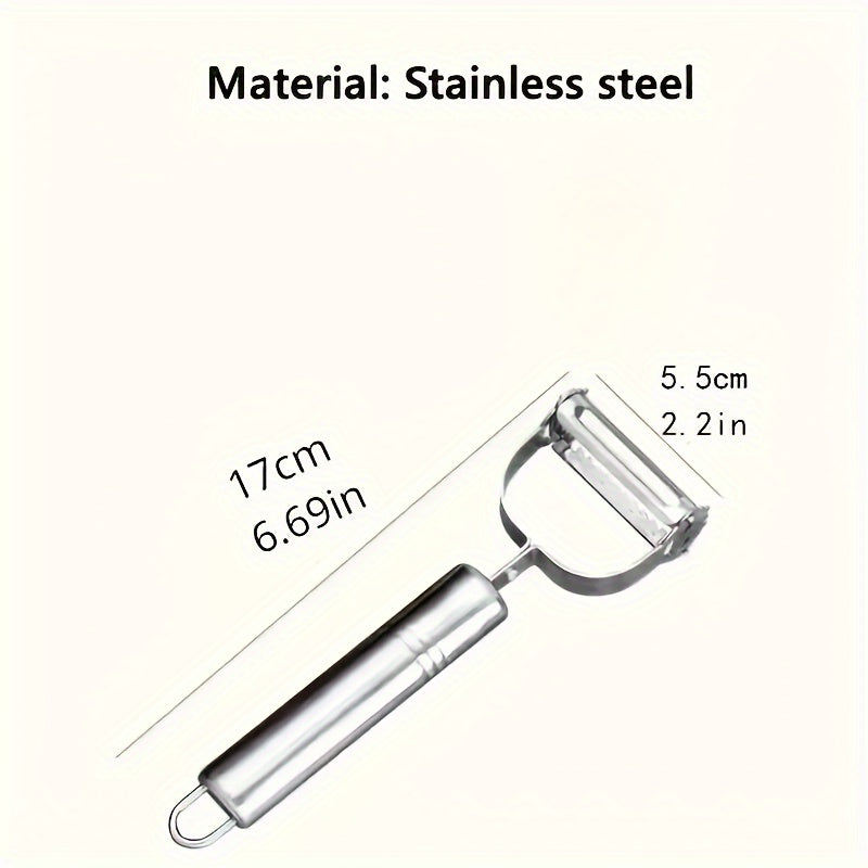 Julienne Vegetable Peeler in Silvery Stainless Steel, Single Manual Kitchen Tool for Potato Peeling, Fruit Preparation and Shredded Vegetable Garnishes