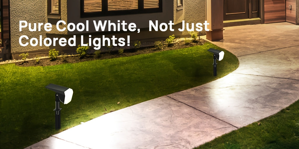 SYVIO Color-Changing Solar Landscape Spotlights with Listed 100 LEDs and Ten Modes, Multicolor Two- to Twelve-Piece Package Labels for Garden Accent Lighting