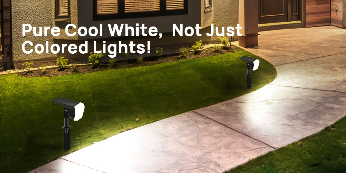 SYVIO Color-Changing Solar Landscape Spotlights with Listed 100 LEDs and Ten Modes, Multicolor Two- to Twelve-Piece Package Labels for Garden Accent Lighting