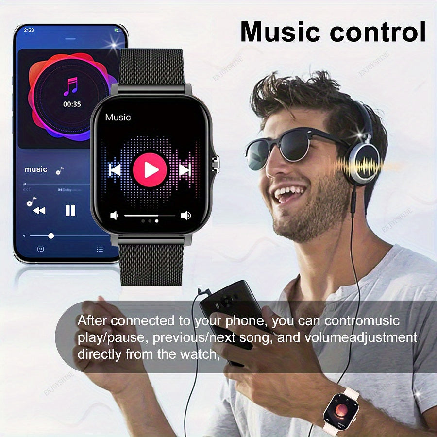 Full Touchscreen Smartwatch with Listed 1.83-Inch Display, Calling, Music and Multiple Sports Modes in Black, Golden, Pink or Silvery for Android and iPhone