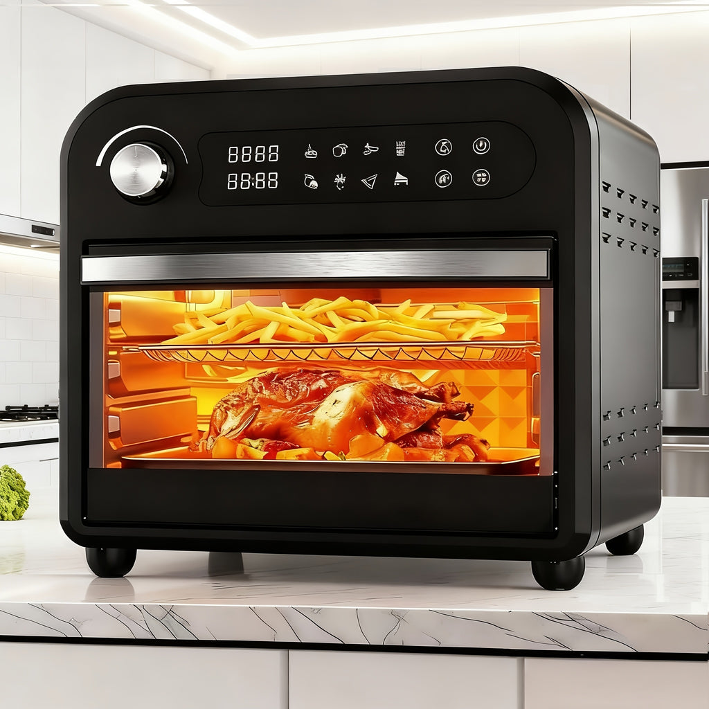 Air Fryer Toaster Oven Combo, Extra Large Capacity Convection Oven with 360° Hot Air Circulation, LED Digital Display and Precise Temperature Control, Stainless Steel, 16QT