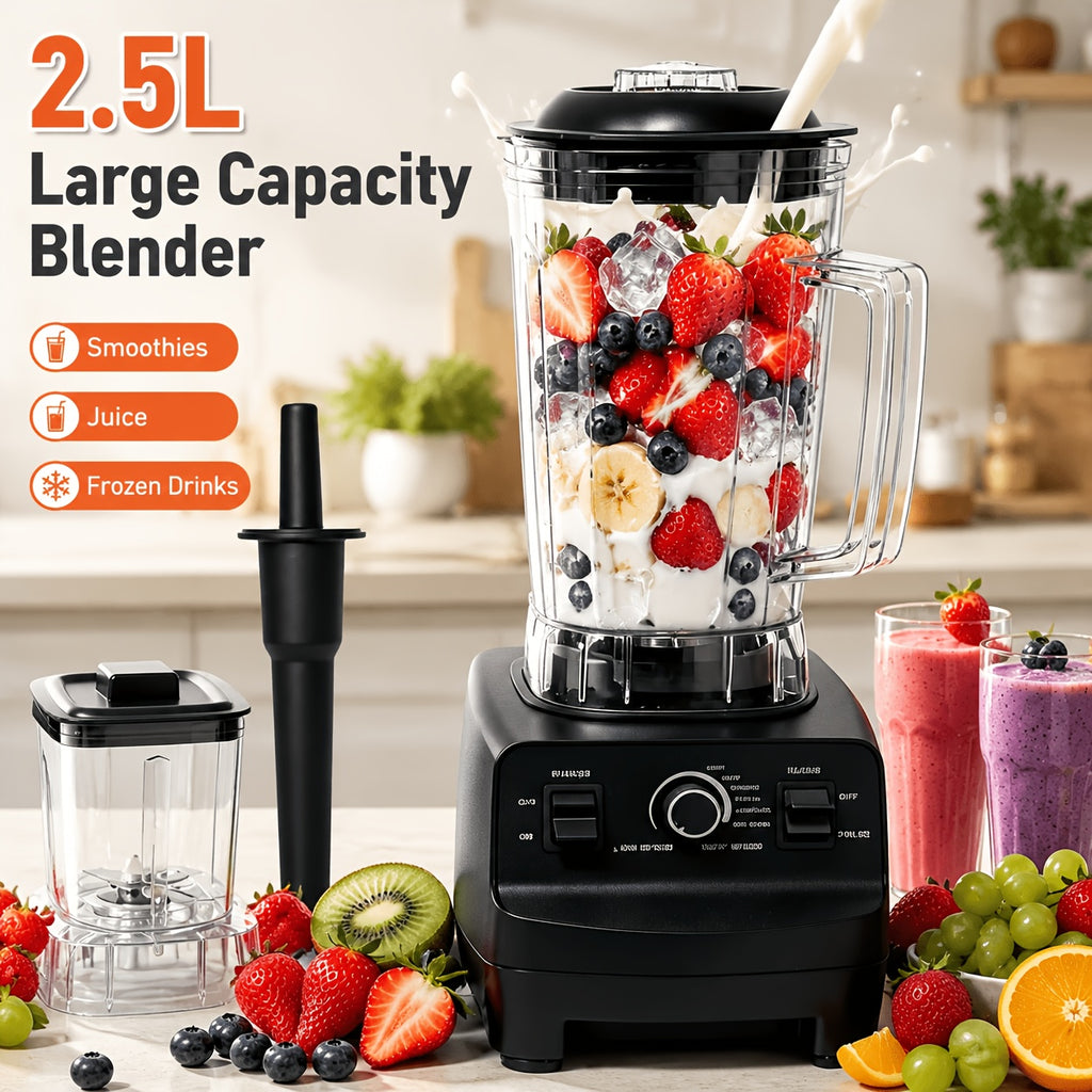 Large Capacity Smoothie Blender 84.54oz, Black Countertop Kitchen Mixer for Smoothies, Milkshakes, Protein Shakes and Compatible Frozen Fruit Drink Recipes