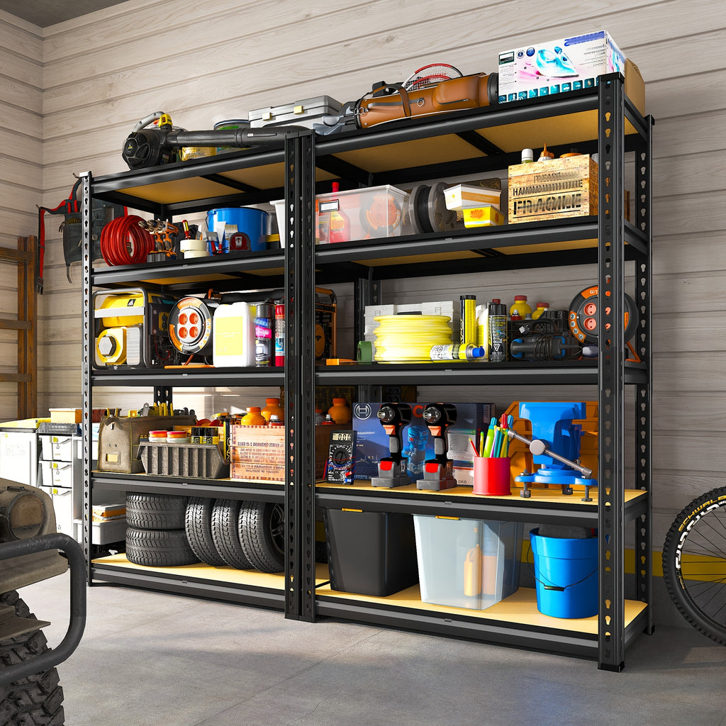 Interlocking Garage Shelving, Adjustable Metal Storage Rack with Listed Five-Tier Design and Multiple Size Options for Pantry, Basement and Utility Room Organization