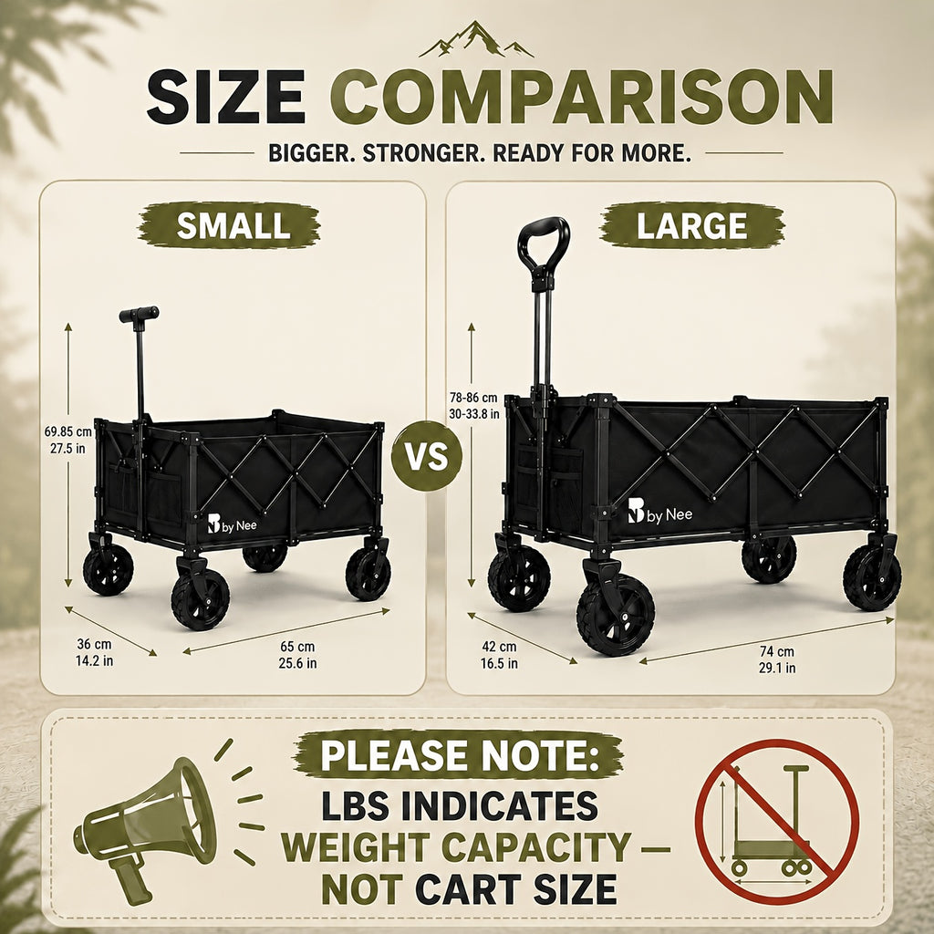 Folding Multipurpose Wagon with Listed Cup Holders and All-Terrain Wheels, Collapsible Utility Cart Options for Garden Supplies, Shopping and Camping Gear