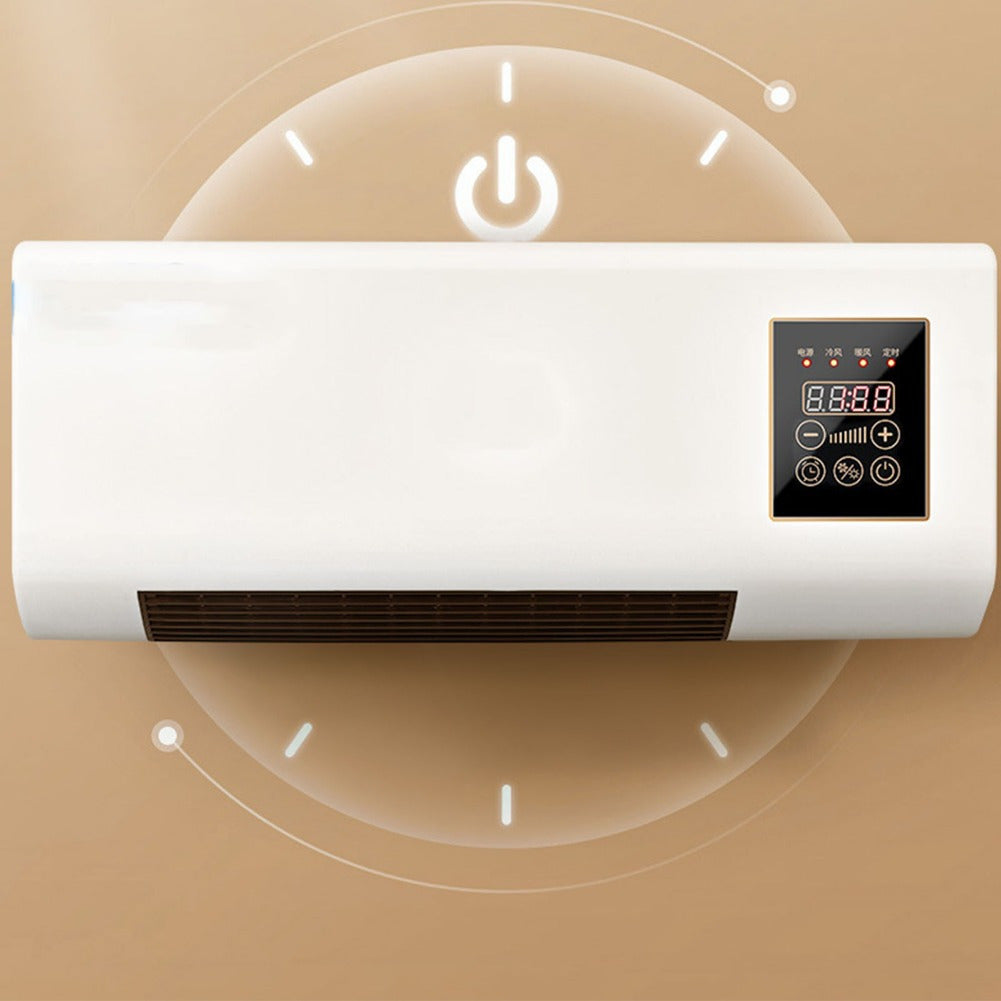 Wall Mounted Electric Heater and Fan in White with Remote Control, PTC Heating and Natural Wind Modes, Compact 60cm Design Without Refrigeration