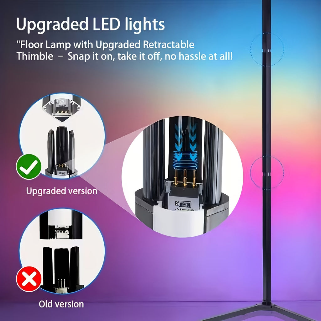 Music Sync RGB Floor Lamp with Listed 56-Inch Height, USB Power, App and 24-Key Remote Control, Black or White Stand in One or Two Packs for Indoor Mood Lighting