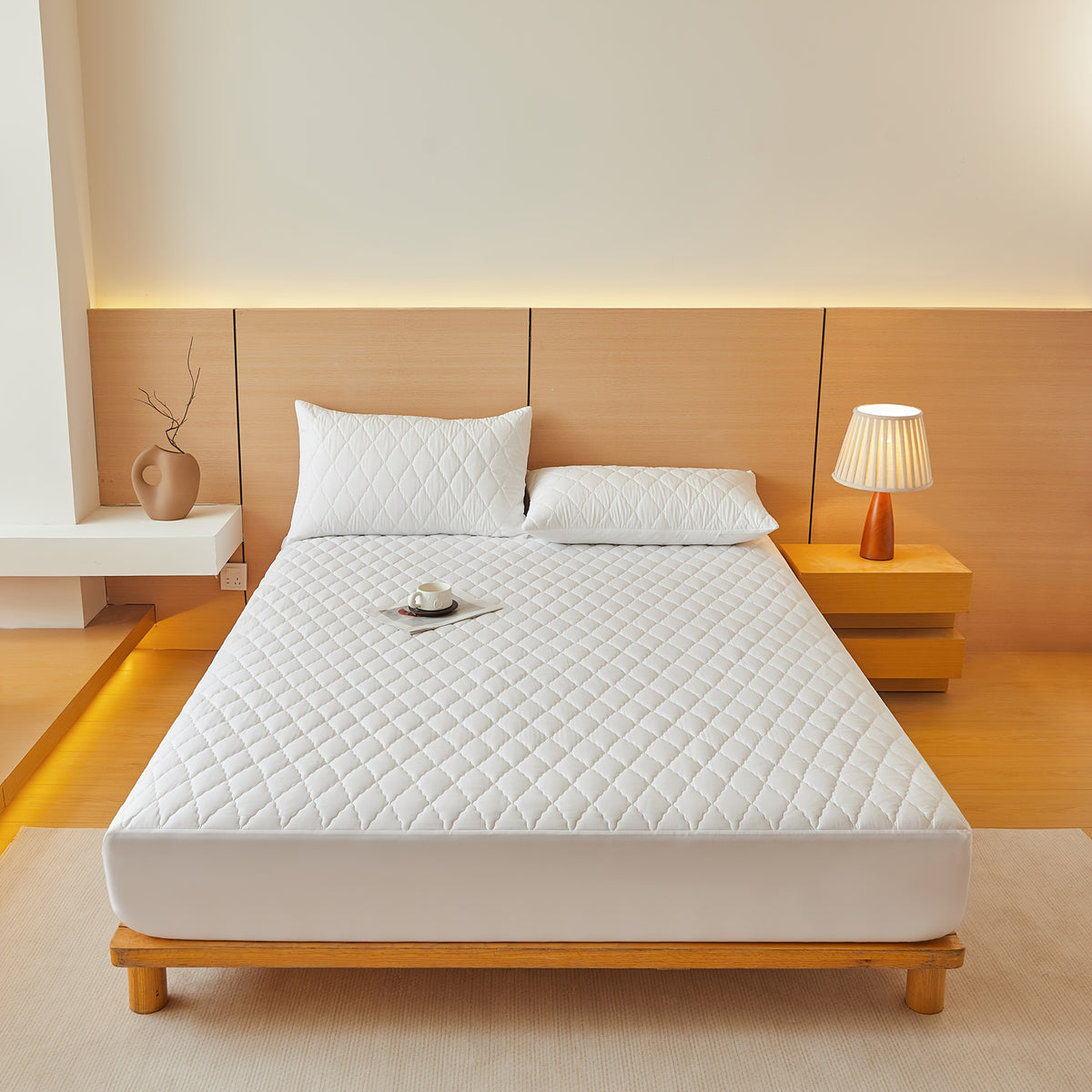 1pc Multi-Color WATERPROOF Mattress Protector Cover, No Pillowcase or Pillow Insert, Soft and Comfortable Solid Color Bedding Waterproof Mattress Cover for Bedroom Guest Room, WATERPROOF Fitted Sheet (Fitted Sheet Only)