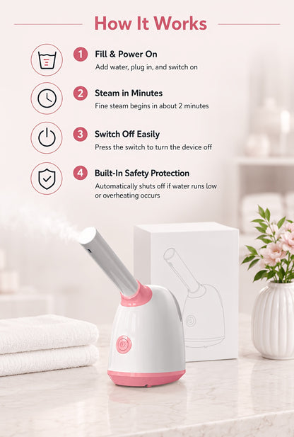 At-Home Facial Steamer Options for Personal Skin Care, Portable, Upgraded and Flagship Models with Listed Rotatable Arm and Accessory References