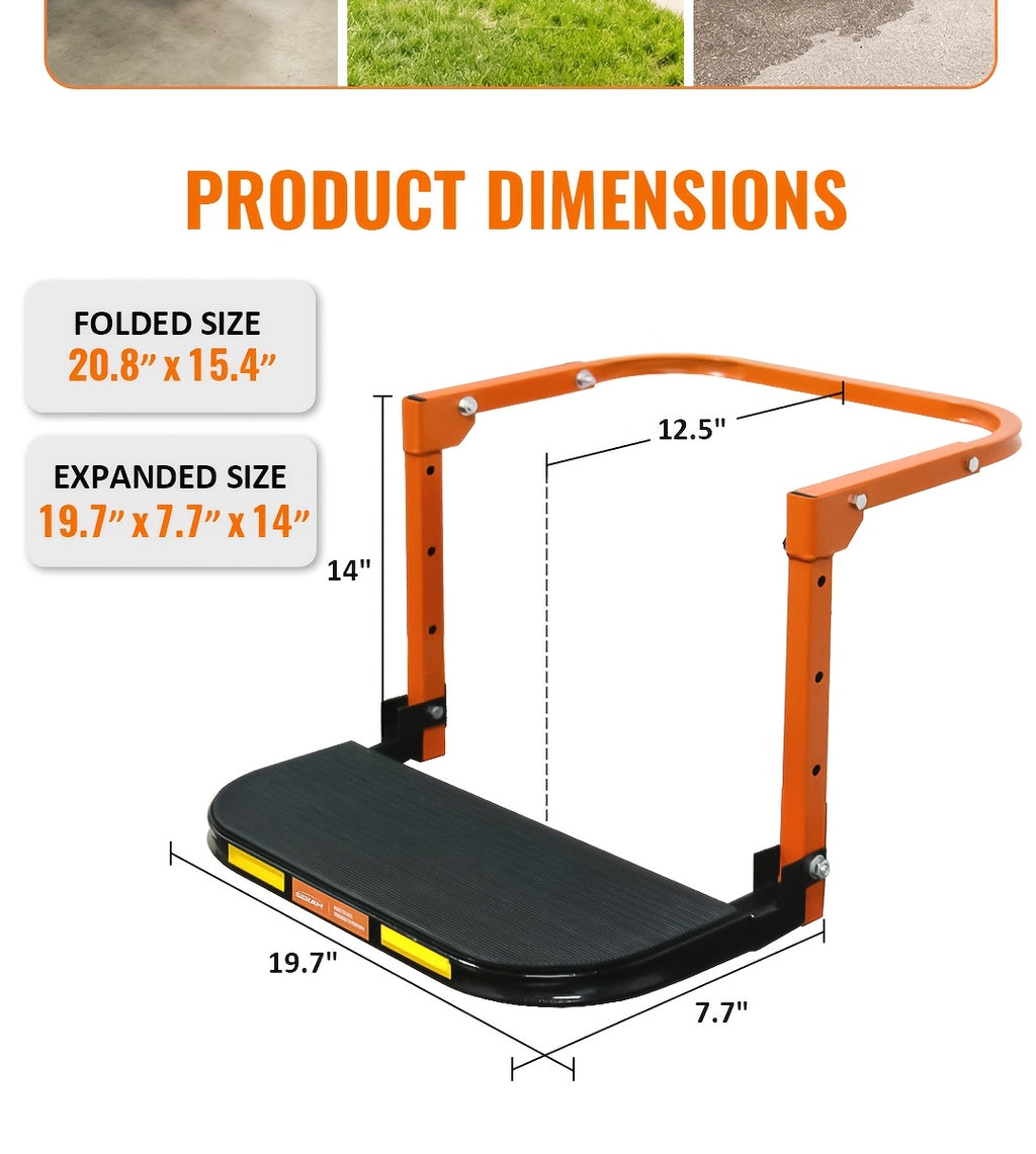 Foldable Tire Step for Compatible Truck and SUV Roof Rack Access, Adjustable Standing Platform with 300 lb, 650 lb or Upgraded Quick-Clip Option Labels