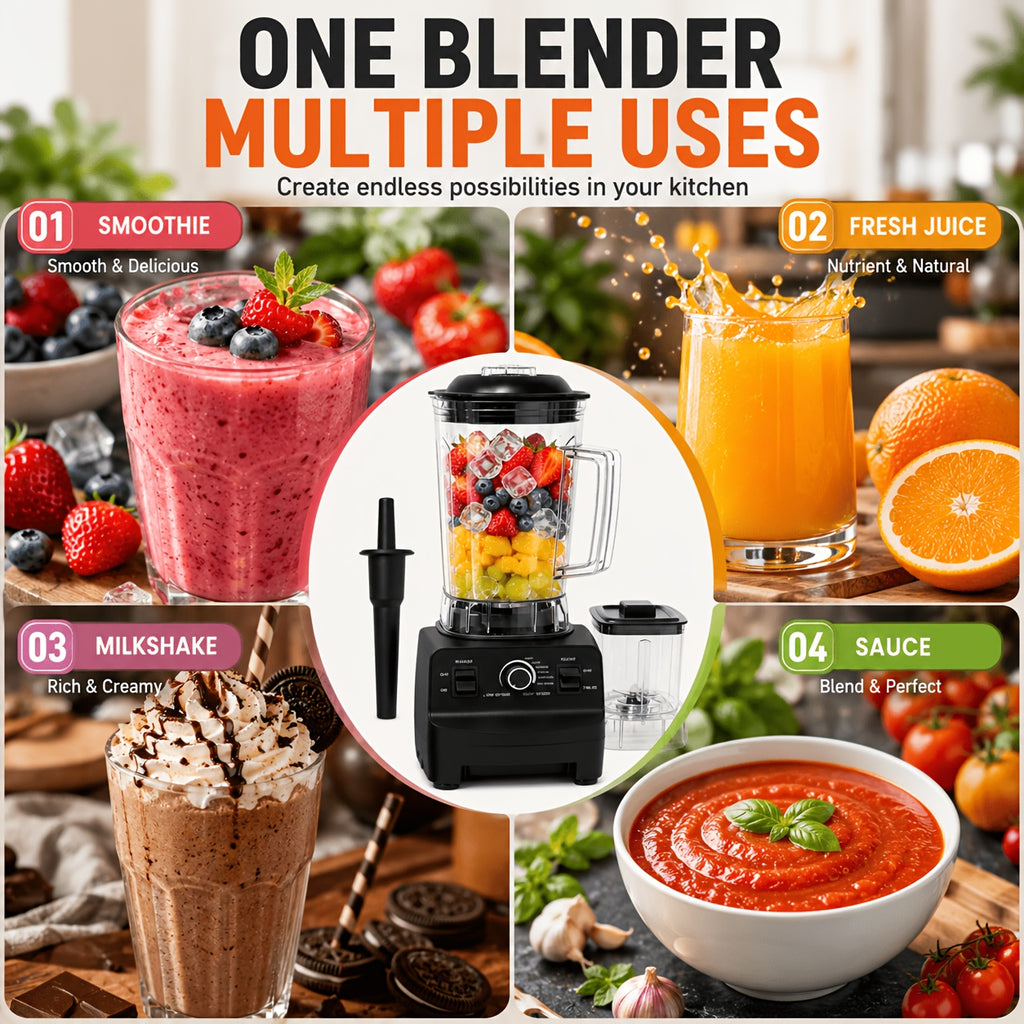 Large Capacity Smoothie Blender 84.54oz, Black Countertop Kitchen Mixer for Smoothies, Milkshakes, Protein Shakes and Compatible Frozen Fruit Drink Recipes