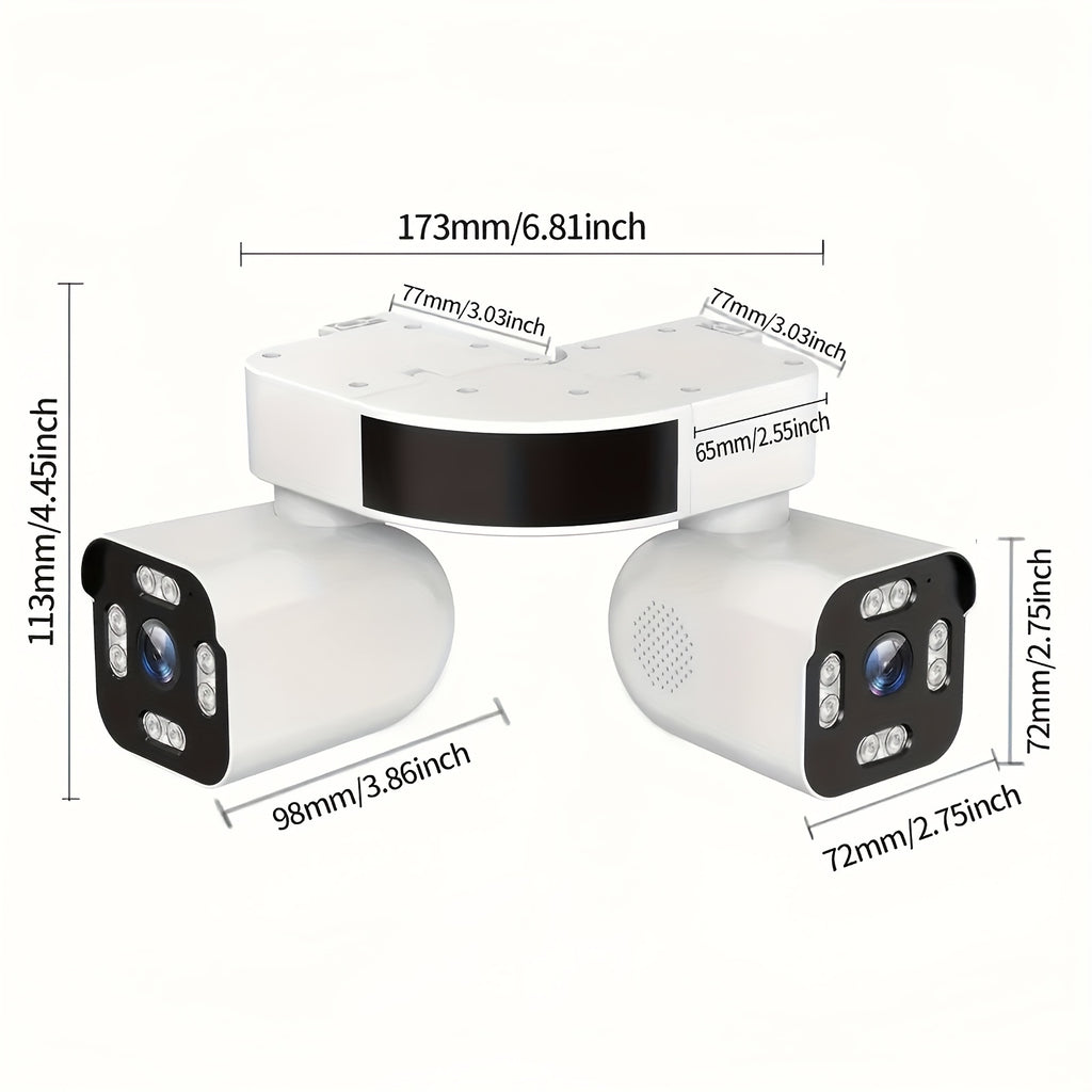 10X Zoom Security Camera with 5MP Dual Lenses, 355° PTZ, 2.4GHz WiFi, Color Night Vision, Two-Way Audio and Motion Tracking for Outdoor Home Monitoring