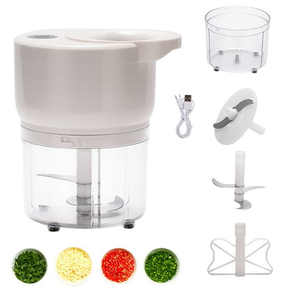 Cordless Mini Garlic Chopper, USB Electric Food Prep Tool with 500ml, 8.45oz Three-Blade and Set Options in White, Green or Pink for Small Kitchen Tasks
