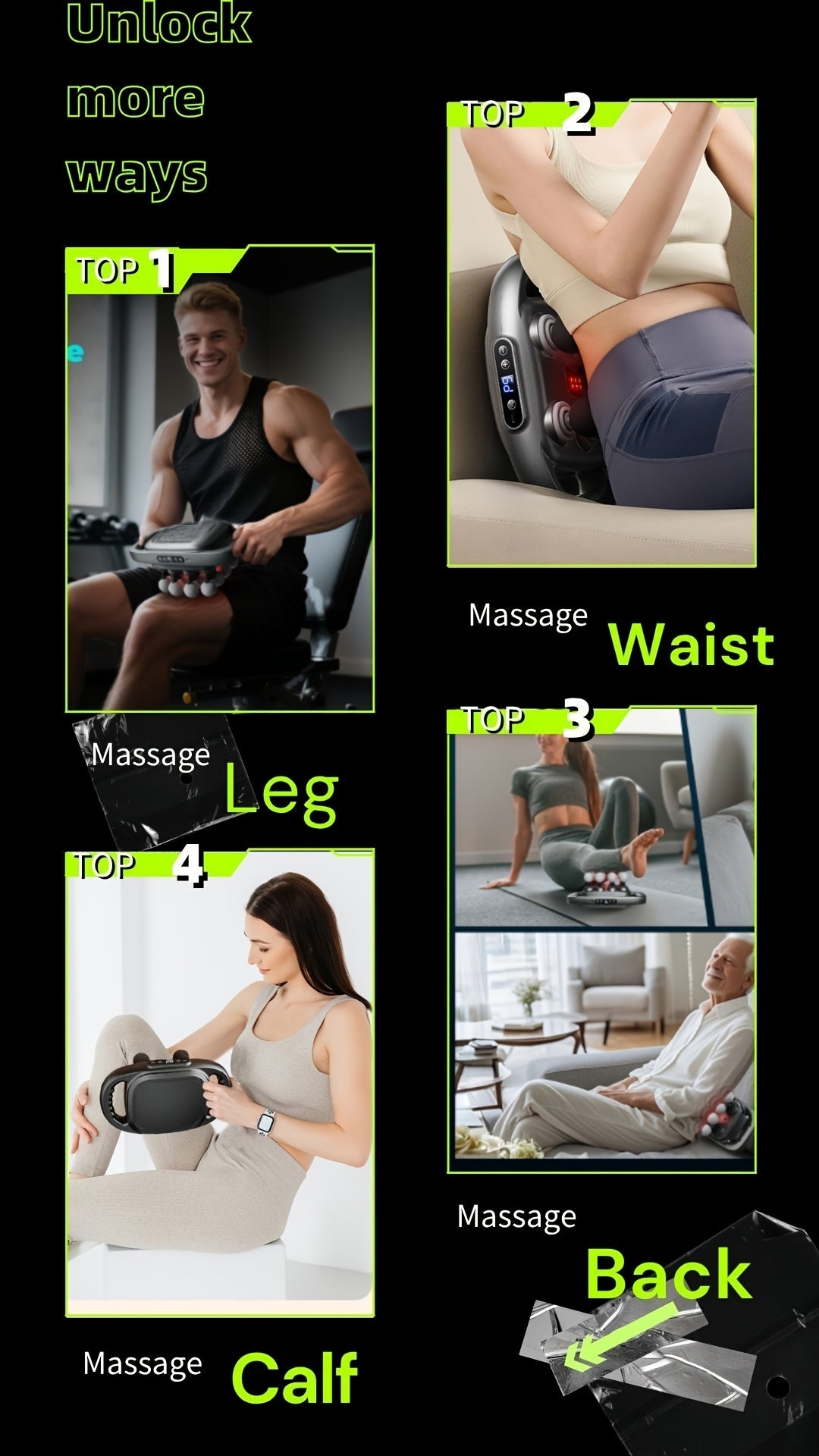 Multi-Node Massage Gun with Nine Intensity Levels and Nine Modes, Cordless Percussion Design in D-16 White, A-12 Gray or C-22 Gray Model Options