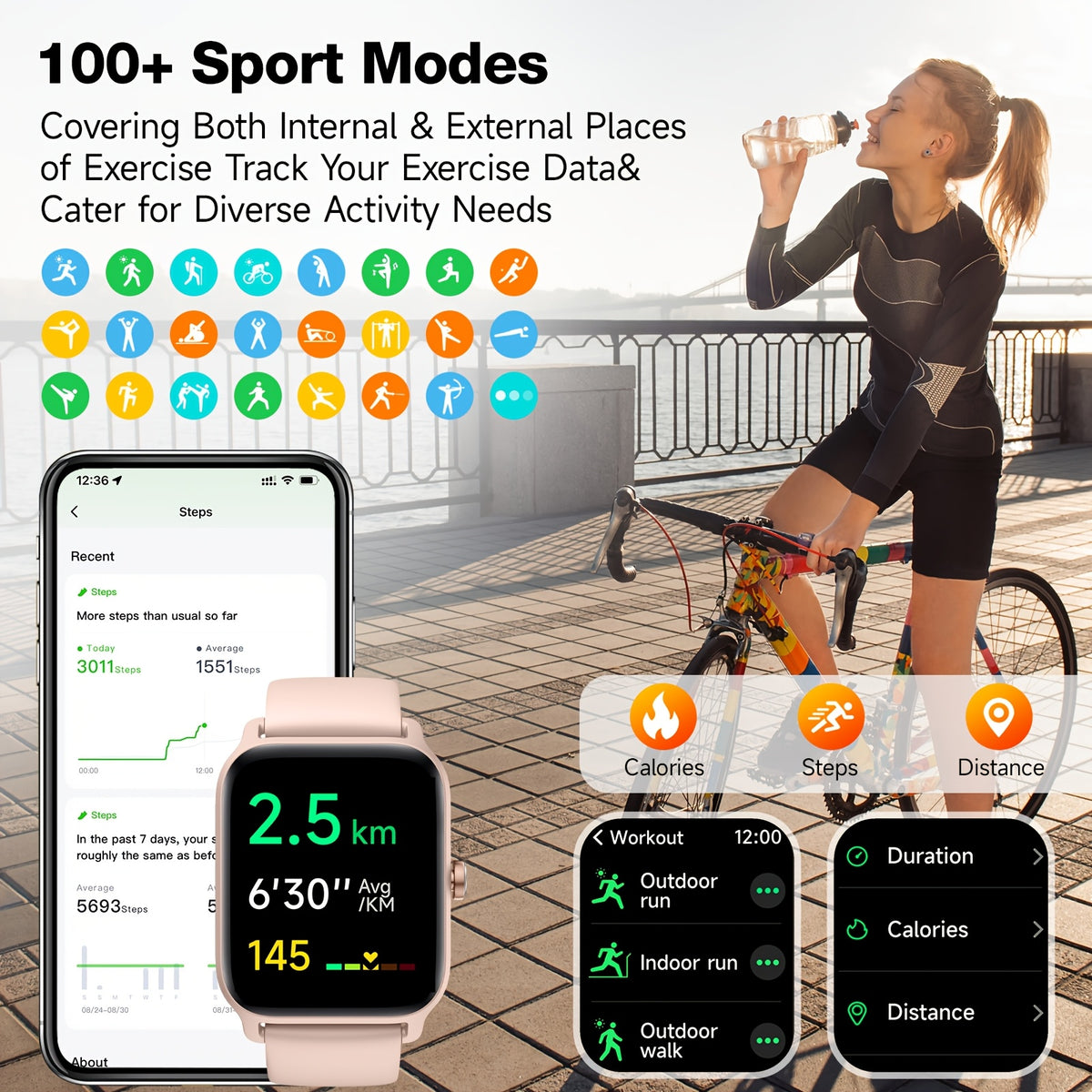 Alexa Smart Watch for Women & Men, 1.8-inch HD Touchscreen Smartwatch with Wireless Calling, 100+ Sports Modes, Fitness & Sleep Tracker, for iPhone Android, Mother's Day Gift