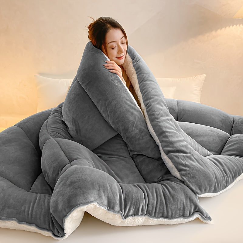 Sherpa Fleece Blanket with Listed Reversible Plush Microfiber Design, Twin XL, Full, Queen and King Options for Sofa Lounging and Cozy Bedroom Layering