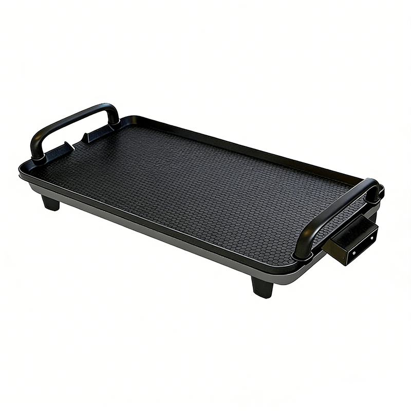 Nonstick Electric Barbecue Tray with Adjustable Temperature, Indoor Cooking Grill in Two Listed Sizes for Steak, Skewers and Home Dinner Gatherings