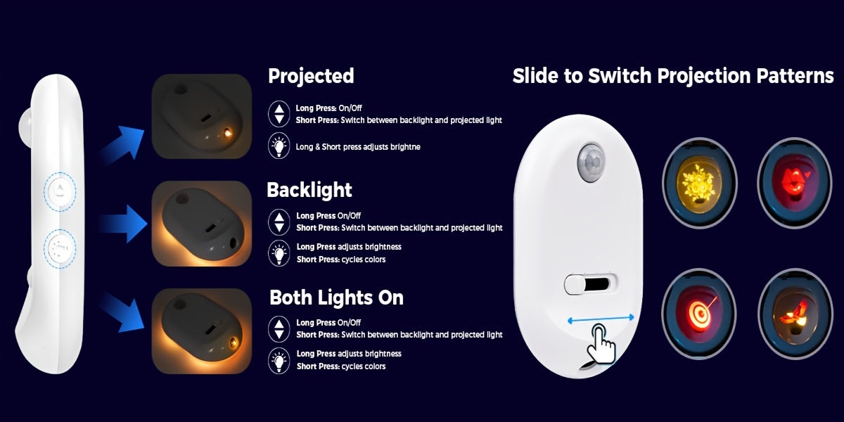 Motion Sensor Toilet Night Light, Rechargeable Toilet Bowl Lighting with Listed 13 Color Changes and Four Projection Patterns in Two- or Four-Pack Options