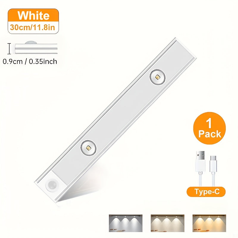 Motion Sensor Under Cabinet Lights with 3 Color Temperatures, USB-C Rechargeable Magnetic LED Bars in 20, 30 or 40cm and 1, 2 or 4-Pack Options