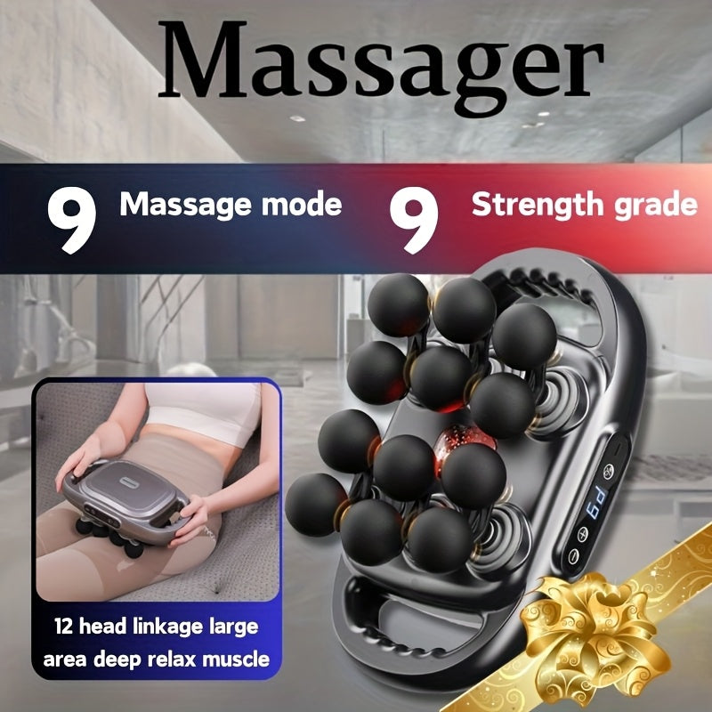 Multi-Node Massage Gun with Nine Intensity Levels and Nine Modes, Cordless Percussion Design in D-16 White, A-12 Gray or C-22 Gray Model Options