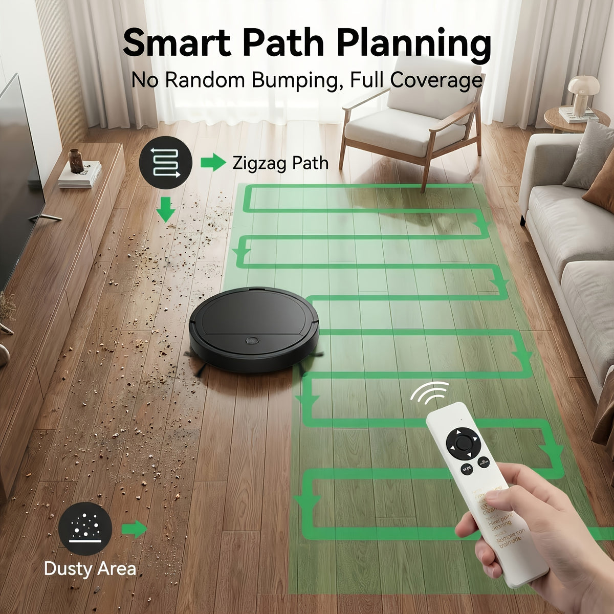 Robotic Vacuum with Listed 8kPa Suction and Smart Cleaning Modes, Black No-Remote Model for Everyday Household Floor Cleaning and Home Care Routines